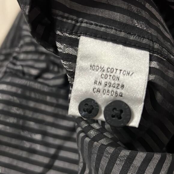 BUGATCHI UOMO TONAL ABSTRACT PINSTRIPE DRESS SHIRT SIZE L‎ - Picture 4 of 6